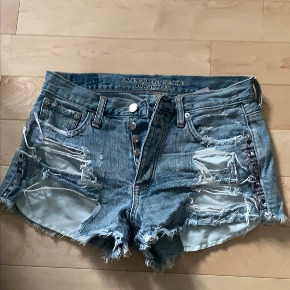 Ripped jean shorts